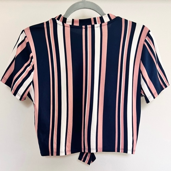 NWOT IRIS Striped Knot Tie Crop Top - Picture 2 of 12
